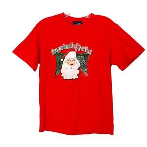 Vintage I love Lucy Christmas Naughty Or Nice T-Shirt Red Small